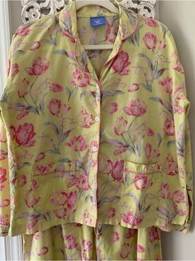 Pine Cone Hill Fine Linens Floral Cotton Pajama Set Sz L Cottagecore Feminine